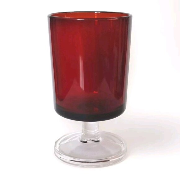 VINTAGE RED GLASS WITH STEM - Picture 1 of 2